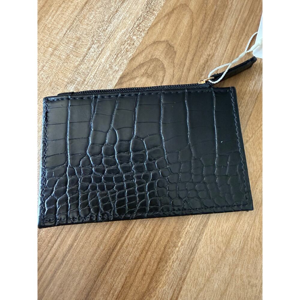 NWT Primark Black Faux Leather Croc Stamped Card Wallet - Picture 3 of 5